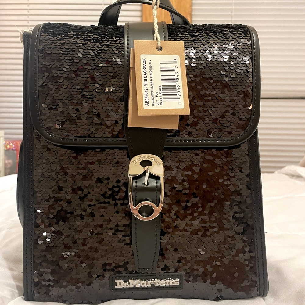Mini Sequin a leather Backpack